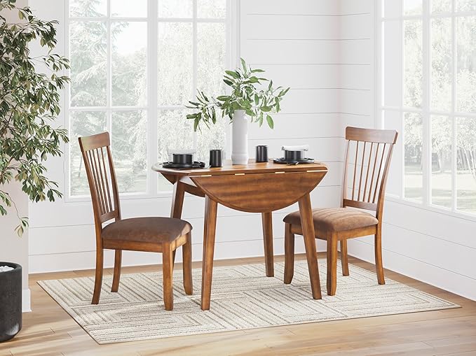 Signature Design by Ashley Berringer | Spindle Back 18" Dining Chairs (Set of 2) – Rustic Light Brown with Upholstered Cushioned Seat