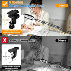 12X Ultra Long 3-Section Swing Arm Lighted Magnifier Lamp, NUEYiO 5.3* 3.2" Square Large Magnifying Glass with Light and Stand, 5 Color Mode, 4-way Metal Clamp Hands-Free Craft Lamp for Sewing Repair