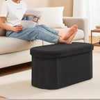 30 Inches Ottoman with Storage,Bedroom Bench with Storage, Ottoman Foot Rest for Living Room,30" L x 15" W x 15" H-Dark Grey