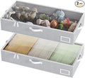 Under Bed Storage, Under Bed Storage Containers Bins for Clothes, Large Linen Underbed Closet Organization Bins, 2 Pack Collapsible Underbed Bin Dorm for Clothes, Sweater, Gray