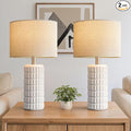 23" Modern Ceramic Table Lamps Set of 2 - Table Lamps for Living room, Farmhouse Bedside Night Stands Lamp for Bedroom, White Boho Nightstand Lamps Set of 2, Desk Lamp for End Table Home Decor