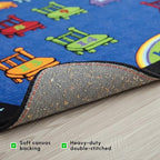 SAFECASTLE Chairs 16 Seats Kids Educational Area Rug – 6'6" x 8'4" – Colorful Numbered Seating Layout with Alphabet Border – Classroom Seating Kids Carpet for Preschool, Daycare & Kindergarten
