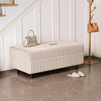 LINSY HOME Sectional Sleeper Sofa Storage Ottoman Bench, Convertible Coffee Table Plush Corduroy Couch Ottoman Footstool for Living Room, Bedroom Entryway and Family Room, Beige