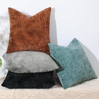 decorUhome Spring Black Chenille Euro Sham Throw Pillow Covers 24x24 Set of 2 Textured Soft Cozy Slubby Couch Pillow Covers Modern Farmhouse Boho Decorative Pillow Cases for Bed Sofa Living Room