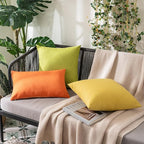 MIULEE Pack of 2 Decorative Outdoor Solid Waterproof Throw Pillow Covers Euro Sham Faux Linen Garden Farmhouse Cushion Cases for Summer Patio Tent Balcony Couch Sofa 26x26 Inch Bright Orange