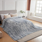 Oversized Vintage Pattern Blanket 120x120 Inches, Giant 10'x10' for Bed, Travel, and Camping, Extra Large Soft Blanket for The Whole Family and Outdoor, Light Grey