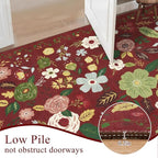 U'Artlines 6x9ft Red Christmas Area Rug Floral Rugs for Living Room,Non Slip Washable Rug Indoor Low Pile Floor Red Carpet for Bedroom, Dining Room,Classroom,Farmhouse,Office