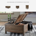 Signature Design by Ashley Moriville Rustic Hinged and Lift Top Cocktail Table with Hidden Storage, Light Brown