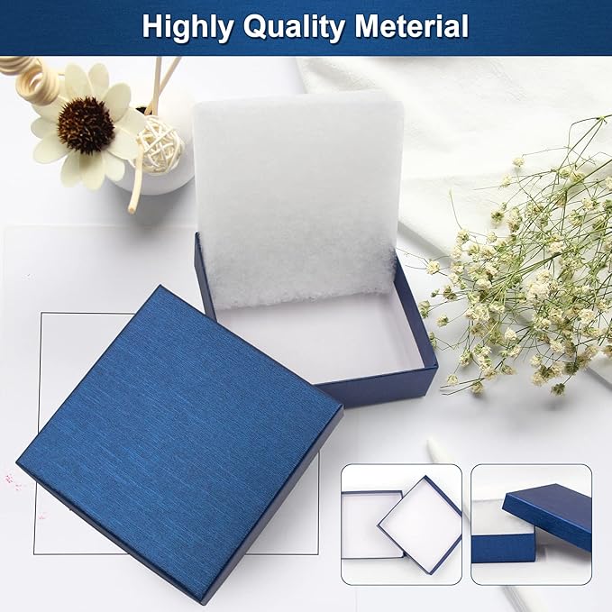 Cardboard Jewelry Blue Gift Boxes 20 Pack3.5×3.5×1 inches, its apply to displaying necklaces, rings, bracelets, earrings