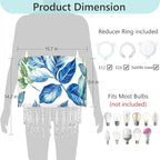 Blue Leaf Tropical Leaf Lamp Shade with Acrylic Bead Droplets, Drum Fabric Light Shade for Ceiling Pendant Table or Floor Lamps, Botanical Nature Home Decor, 15.7in
