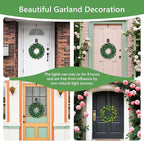 Solar Spring Wreath for Front Door Pre-lit 16inch 30LED Wreaths Spring Summer Decor for Outside Aftificial Purple Flower Wreaths Home Decorations Wreath for Door Festival Decor