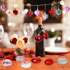 24PCS Heart Ornaments, 7 Kinds Valentine Ornaments for Tree, Valentine Tree Decorations in 4 Colors, Glitter Heart Shaped Baubles for Valentines Hanging Decorations Christmas Indoor Decor
