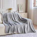 NEWCOSPLAY Super Soft Twin Blanket Grey Premium Silky Flannel Fleece Leaves Pattern Lightweight Bed Blanket All Season Use (Grey, Twin(60"x80"))