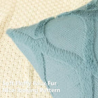 decorUhome Spring Throw Pillow Covers 16x16 Inch Set of 2, Soft Plush Faux Fur Wool Aqua Couch Pillow Covers, Decorative Neutral Pillow Cases for Bed Sofa Living Room Home Decor