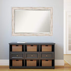 Amanti Art White Wall Mirror 29x41 Alexandria White Wash Rectangle Bathroom Mirror for Wall Decor Living Room, Large Cottage Wood Frame, Hangs Horizonally and Vertically, Bathroom Decor, Beveled Edge