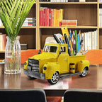 Sunflower Metal Truck with Artificial Flower Vintage Farm Pickup Farmhouse Tabletop Tiered Tray Decor, Rustic Farmhouse Decor for Table Top Decor Home Kitchen(Yellow)