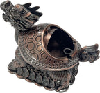 Feng Shui Dragon Turtle Multi Functional Metal Statue Wealth Prosperity Sculpture with Set of 5 Lucky Charm Ancient Coins on Red String Best Housewarming Congratulatory Gift Home Decor (D1 Bronze)