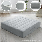 2 Pcs High Density Foam Floor Pillow - Upgraded Large Pillows Seating for Adults - Outdoor Floor Cushion with Soft Tufted Cover - Yoga Pillows for Sitting On Floor - 22 Inch Light Gray
