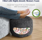 Round Pouf Ottoman,Corduroy Poufs with Memory Foam Filling for Foot Rest,Soft Footstool for Living Room,20"x 17",Dark Grey