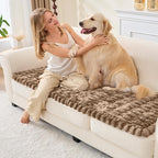 Couch Cover for Dogs, Non Slip Fuzzy Pet Couch Covers for Sofa,Couch Covers for Sofa Pet Friendly,Thick Soft Sofa Slipcovers Cushion Protector(Leather Color, 28" x 83"/70 x 210cm)