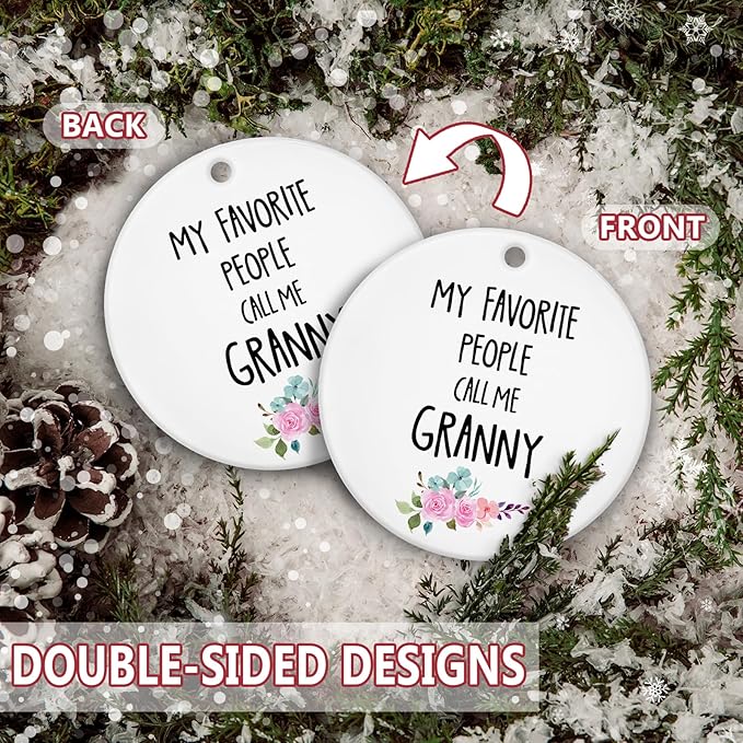 My Favorite People Call Me Granny Ornament, Grandma Mother's Day Birthday Gifts from Grandkids Ceramic Ornament Keepsake, Gifts for Granny Hanging Ornaments for Christmas Tree Decoration