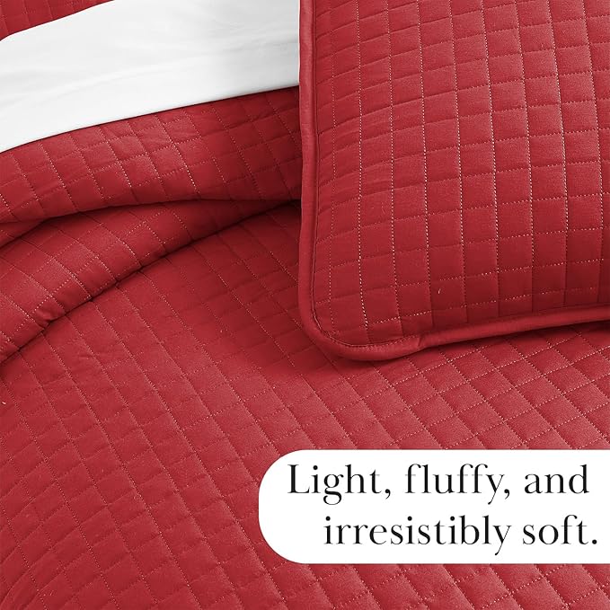 Southshore Fine Living, Inc. Twin XL Comforter Quilt Bedding Set, Dorm Room Bedding Essentials, Stain Resistant, Machine Washable Bedspread, Twin XL Red Quilt Bed Spread w/Pillow Sham, Chili Pepper