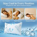 OMEO 2 Pack Bamboo Pillow Queen Size for Sleeping, Hypoallergenic Cooling Shredded Memory Foam Bed Pillows for Side, Back and Stomach Sleepers, Adjustable Loft and Washable Cover 20" x 30"