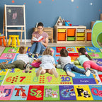 ABC Kids Rug, Kids Carpet for Playroom, Classroom Carpet with Anti-Slip Back, Educational Preschool Rugs with ABC, Numbers, Animals Colors, Shapes, Extra Large Thick (Style 5, 9'8" x 6'5")