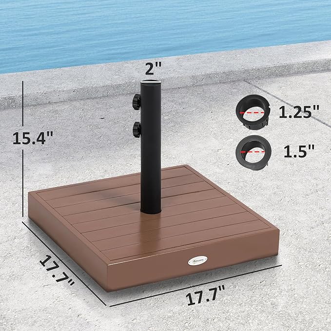 Outsunny Square Patio Umbrella Base, 42 lbs. Concrete Heavy Duty Umbrella Base with Holder for 1.25"/1.5" Poles for Outdoor, Lawn, Poolside, Coffee