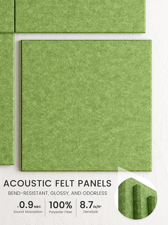 Bumusty Large Cork Board 36" x 24" Alternative - 6 Pack Felt Wall Tiles with 40 Safe Removable Adhesive Tabs, 30 Pushpins, Cork Boards for Walls Pin Board Bulletin Board Office Decor (Kelly Green)