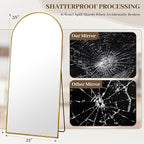 Suidia Arched Full Length Mirror, 58"x21" Floor Mirror Freestanding, Floor Standing Full Body Mirror with Stand for Bedroom, Hanging Leaning Mounted for Living Room Cloakroom, Gold