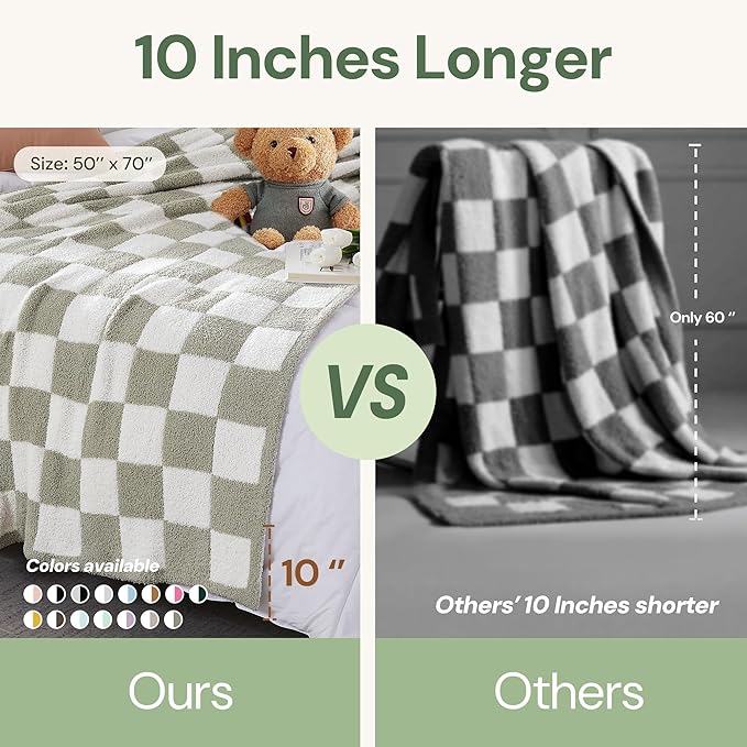 WRENSONGE Checkered Throw Blanket, Autumn Leaf Orange Soft Cozy Fluffy Warm Hand Made Throw Blankets for Couch, Sofa, Chair, Bed, Camping, Picnic, Travel Lightweight Bed Blanket - 50"*70"
