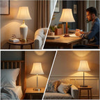 White Bell Lamp Shades Set of 2, 6.7" x 13" x 10.6" Fabric Replacement Lampshades for Table Lamps, Spider Fitter Lamp Shades for Home Decorative Lighting for Living Room, Bedroom, Study Room