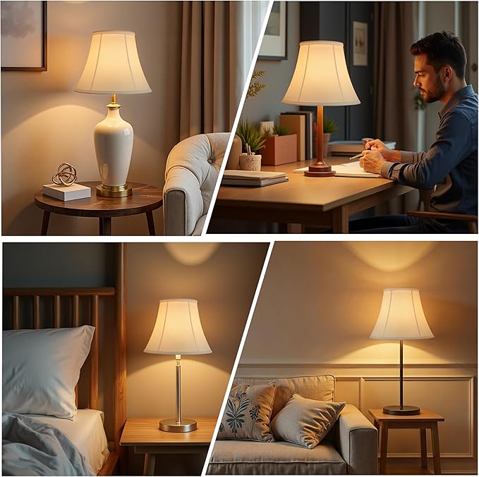 White Bell Lamp Shade - 1 Pack, 6.7" x 13" x 10.6" Fabric Replacement Lampshade for Table Lamps, Spider Fitter Lamp Shade for Home Decorative Lighting for Living Room, Bedroom, Study Room