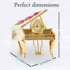 Matashi 24K Gold Plated Vintage Piano Desk Clock for Shelf Desktop Tabletop Clock with a Luxury Gift Box - Gift for Musician New Year Christmas Birthday Valentine Day Anniversary Mother's Day