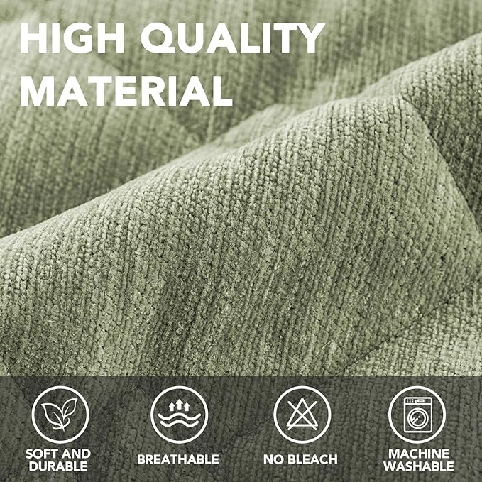 H.VERSAILTEX Couch Cover Chenille Pet Fuzzy Sofa Covers for 3 Cushion Couch Anti Slip Washable Sofa Slipcovers with Strap Soft Couch Protector Cover for Dogs Cats Kids(27.6" x 82", Tender Green)