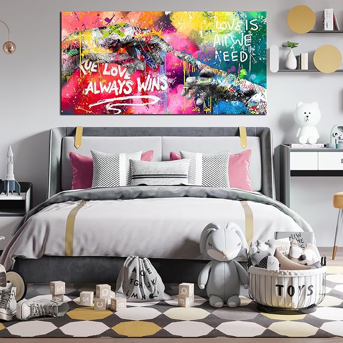 CIRABKY Large Colorful Wall-Art for Living Room - Graffiti Wall Art Canvas - Hand of God Art Prints Posters Size 29" x 59"