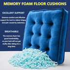 Floor Pillow Set of 2, Memory Foam Meditation Cushion, Floor Cushions for Adults Sitting, Large Square Seat Cushions for Yoga, Couch, Sofa, Kids, Living Room, 22x22 Inch (Navy Blue)
