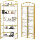JSB No Assembly Folding Bookshelf, 5 Tier Book Shelf for Storage, Vintage Wood Foldable Bookcase for Living Room, Bedroom, Office Organization Shelves
