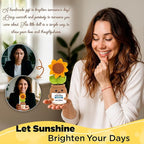 Crochet Sunflower Doll with Positive Cards – Emotional Support Stand with Magnetic Hands Hold Custom Cards - Thank You for Helping Me Grow Gift for Teachers, Coworkers & Friends