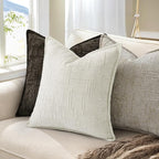 decorUhome Chenille Throw Pillow Covers 12x20 Set of 2, Thick Textured Slubby Neutral Decorative Pillow Covers with Elegant Design for Couch, Sofa, Living Room, Light Brown