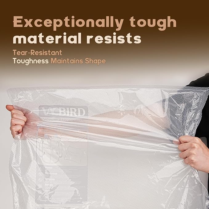 15 Jumbo Size Vacuum Bags for Clothes Storage, Vacuum Sealed Bags for Clothing, Bedding, Blankets and Comforters, Space Saver for Luggage Packing and Moving