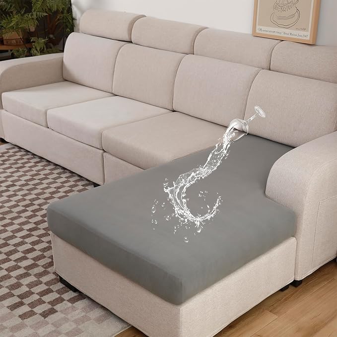 100% Waterproof Couch Cushion Covers, Replacement Sofa Cushion Covers, Stretch Individual Sofa Seat Cushion Slipcovers Furniture Protector for Kids Pets