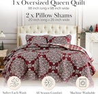 Southshore Fine Living, Inc. Christmas Quilt, Queen Size Size with 2 Pillow Shams, Reversible Plaid Christmas Bedding Set, Coverlet Queen Size - Red Plaid