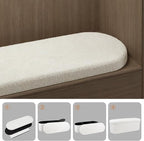 GLAXYFUR Oval Storage Ottoman Bench, Sherpa Foot Rest, 43 Inch Folding Chest for Living Room, Bedroom, White