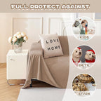 MYSKY HOME Couch Cover Sofa Covers for 3 Cushion Couch, Dog Couch Covers Protector for Sectional Sofa, Non Slip Soft Sofa Slipcover Modern Furniture Protector for Pet, 91" x 134", Khaki