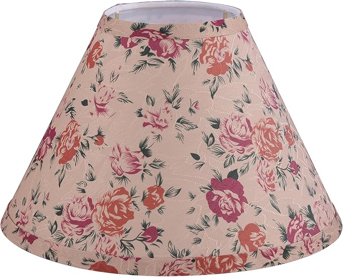 Aspen Creative 56042, Hardback Empire Transitional UNO Shade in Peanut Brown Floral Pattern, 4" Top x 10" Bottom x 7" Slant, Slip UNO 33mm Table Lamp