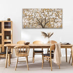 Wall Art Gold Nature Tree Of Life Abstract Canvas Painting Canvas Art Wall Decor Picture Modern Wall Art Landscape Artwork For Living Room Bedroom Bathroom Office Home Decor 24"X48"Painting