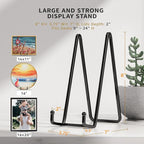 4 Pack 8 Inch Large Plate Stands for Display - Metal Square Wire Plate Holder Display Stand + Picture Stand for Book, Platter, Plaque, Photo Easel