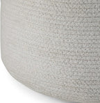 SIMPLIHOME Serena Round Braided Pouf - 18 inch Wide Upholstered Jute and Cotton Ottoman in Natural, Boho-Style Footstool or Extra Seating for Living Room with Polystyrene Bead Filling, Assembled